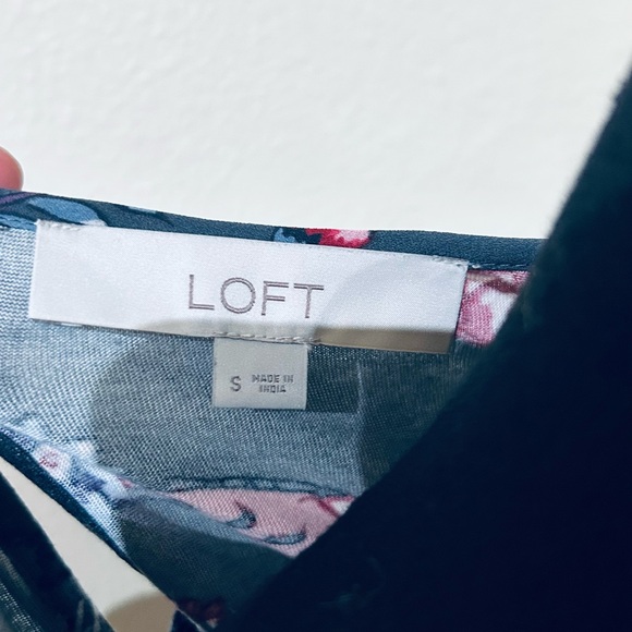 LOFT Dark Floral Blouse with Long Sleeves - Picture 7 of 7